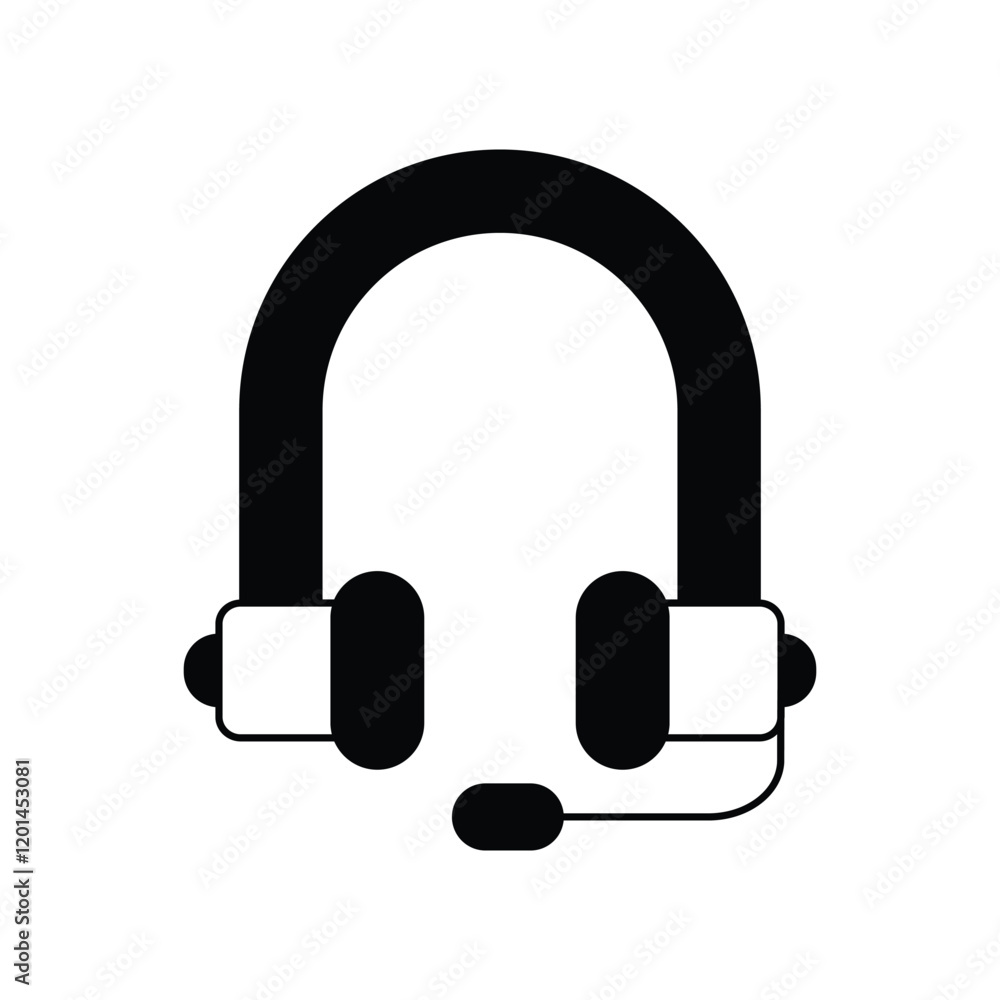headset glyph outline icon with white background vector stock illustration headset glyph outline icon with white background vector stock illustration