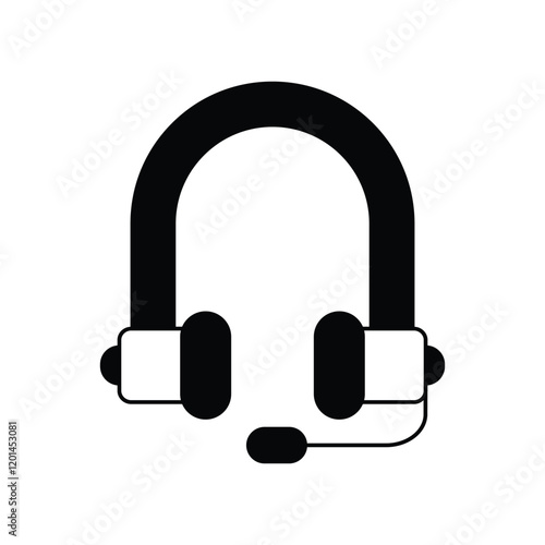 headset glyph outline icon with white background vector stock illustration