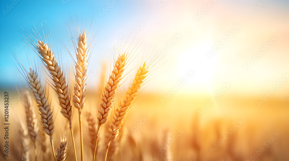 Golden wheat field basking under the warm autumn sun, symbolizing bountiful harvest and agricultural abundance Golden wheat field basking under the warm autumn sun, symbolizing bountiful harvest and agricultural abundance
