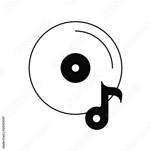 cd glyph outline icon with white background vector stock illustration