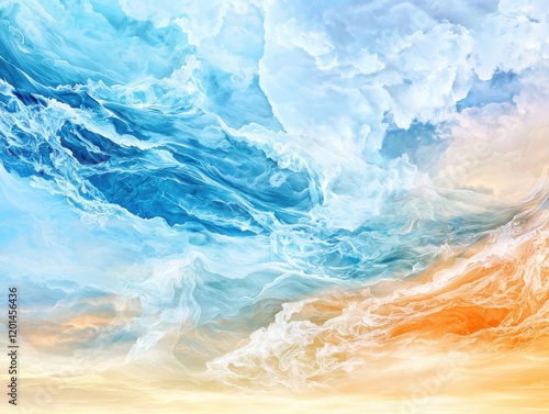 Wallpaper Mural Tranquil abstract waves flowing across canvas art gallery digital artwork serene environment bird's eye view creative concept Torontodigital.ca