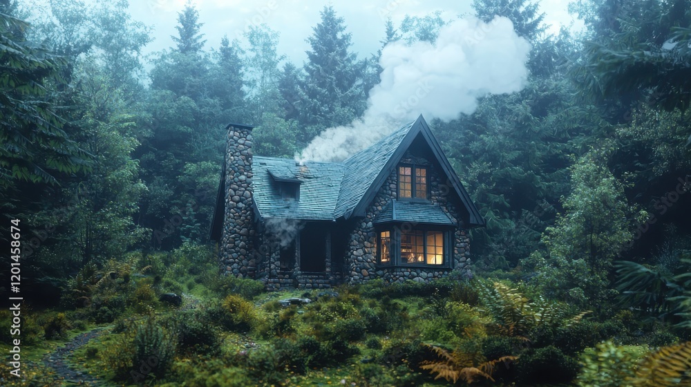 Witchcraft in the woods eerie landscape featuring an old stone cottage enchanted forest digital art mysterious atmosphere Witchcraft in the woods eerie landscape featuring an old stone cottage enchanted forest digital art mysterious atmosphere