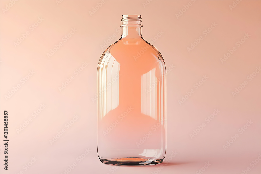 A large glass bottle mockup with product labels visible, perfect for beverage or cosmetic products. A large glass bottle mockup with product labels visible, perfect for beverage or cosmetic products.