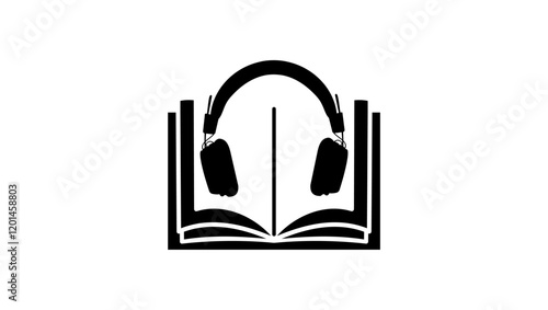 audiobook symbol, black isolated silhouette