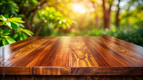 Rich Brown Sapele Wood Table Top -  Luxury Furniture Background Stock Photo photo