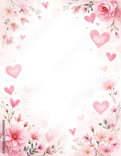 Floral background for a paper letter, for Valentine's day.