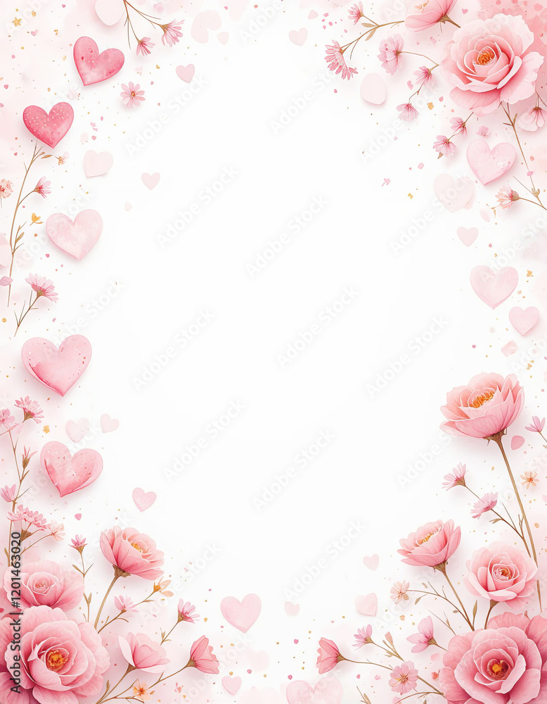 Floral background for a paper letter, for Valentine's day. Floral background for a paper letter, for Valentine's day.