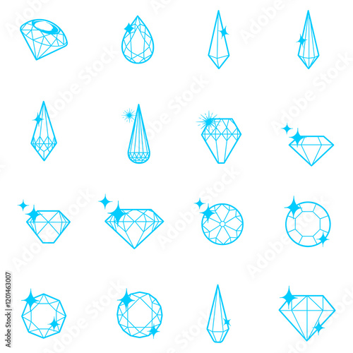 Line art geometric gemstone diamond icon logo for premium identity