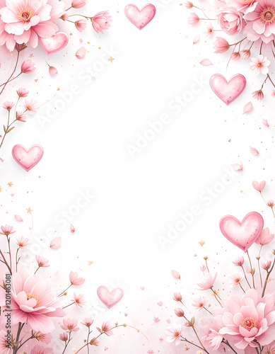 Floral background for a paper letter, for Valentine's day.