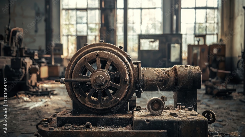 Abandoned Factory: Rusty Machinery in Decaying Industrial Space Abandoned Factory: Rusty Machinery in Decaying Industrial Space