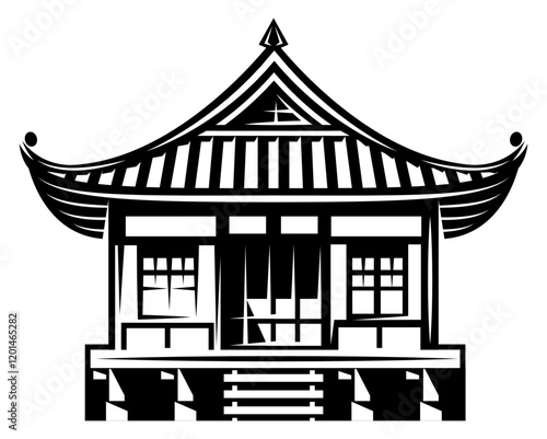 Traditional Chinese pagoda with intricate roof design.