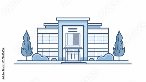 Modern Medical Center and Hospital Building Vector Illustration