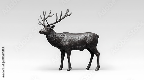 Dark deer figurine on white background, ideal for wildlife or nature projects photo