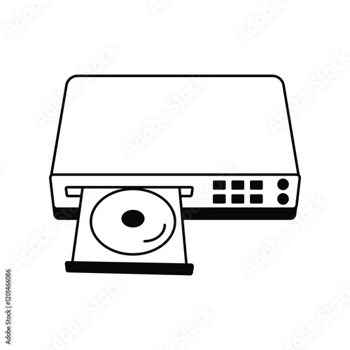 dvd player glyph outline icon with white background vector stock illustration