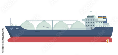 Gas Carrier Ship LNG Vector Illustration. Fully Editable Element. Object Isolated on White Background. Easy to Edit and Customize