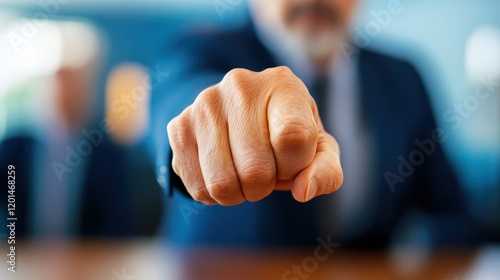 Focused discussion with emphatic gestures in a business setting