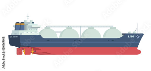 Gas Carrier Ship LNG Vector Illustration. Fully Editable Element. Object Isolated on White Background. Easy to Edit and Customize