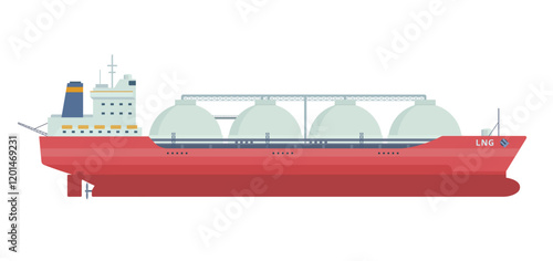 Gas Carrier Ship LNG Vector Illustration. Fully Editable Element. Object Isolated on White Background. Easy to Edit and Customize
