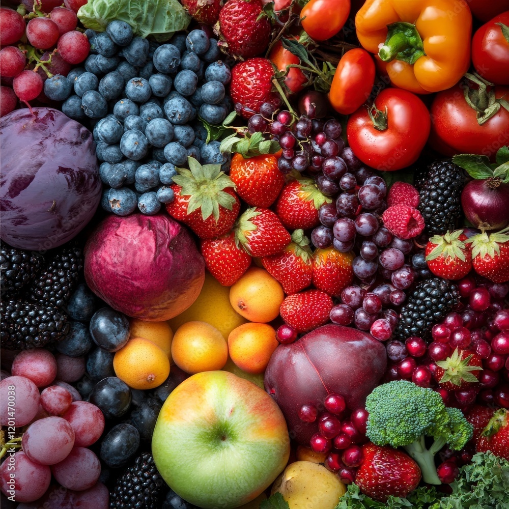 Vibrant Rainbow of Fresh Fruits and Vegetables Vibrant Rainbow of Fresh Fruits and Vegetables