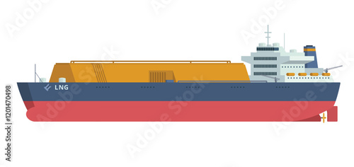 Gas Carrier Ship LNG Vector Illustration. Fully Editable Element. Object Isolated on White Background. Easy to Edit and Customize