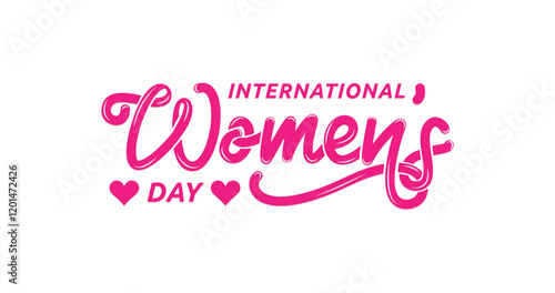 International Women's Day elegant lettering in pink color. Great for Greeting cards for Happy Women's Day with elegant handwritten calligraphy. Vector illustration