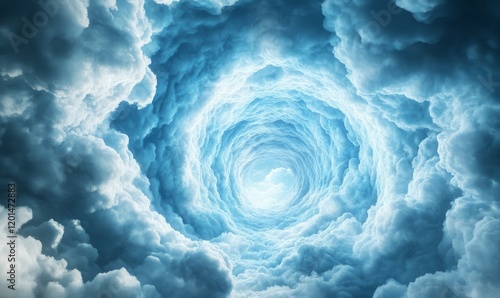 Wallpaper Mural An intriguing cloud formation in blue and white creates the illusion of a mystical tunnel, evoking a sense of wonder and exploration in this abstract art piece Torontodigital.ca