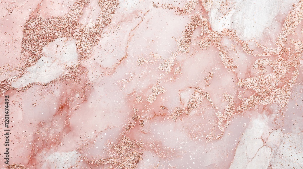 Fototapeta premium Abstract pink and gold marble texture with glitter. (2)