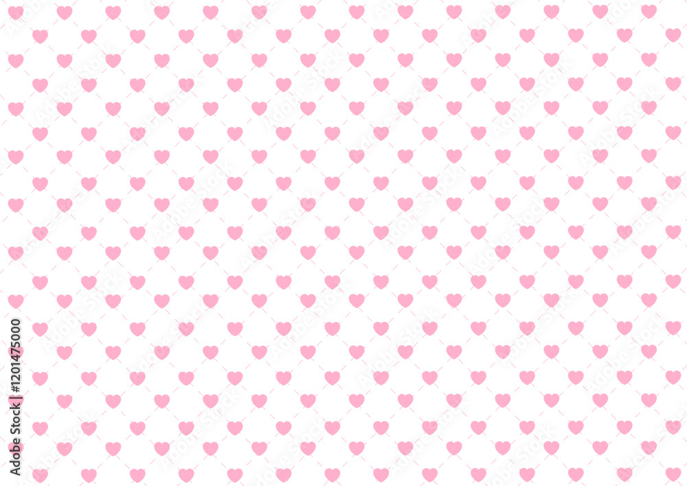 Minimal Valentines Day background with hearts and dashed line design Minimal Valentines Day background with hearts and dashed line design