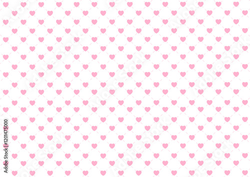Minimal Valentines Day background with hearts and dashed line design