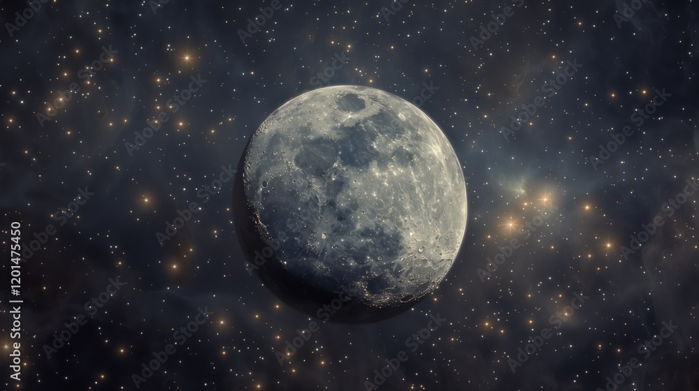 A starry sky illuminated by vivid constellations and faint star clusters, featuring a soft lunar glow, beautifully framed on a white surface. A starry sky illuminated by vivid constellations and faint star clusters, featuring a soft lunar glow, beautifully framed on a white surface.