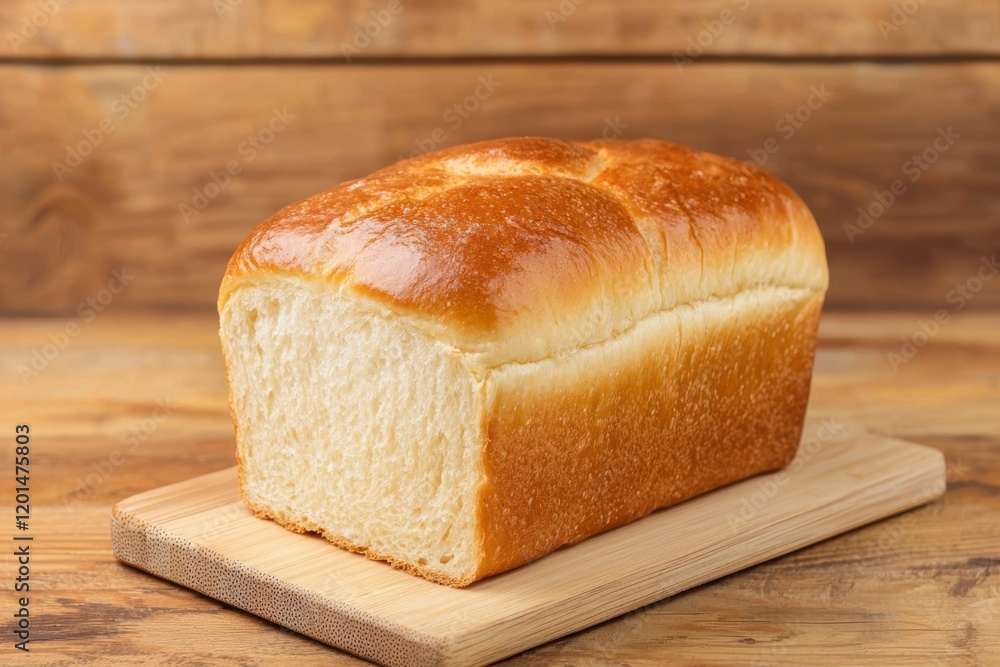 A loaf of bread on wooden board isolated on wooden background A loaf of bread on wooden board isolated on wooden background