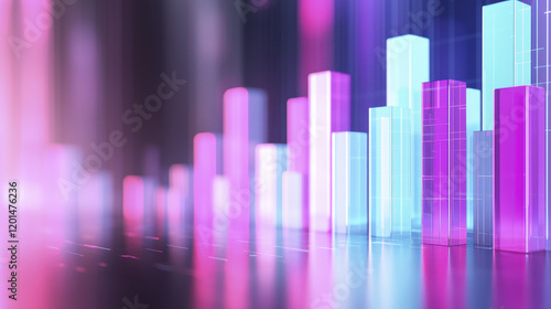 Wallpaper Mural Glowing 3D financial bars in vibrant colors represent data trends and growth Torontodigital.ca