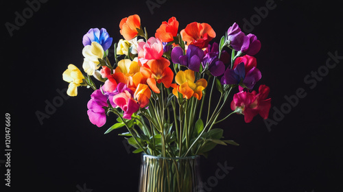 Wallpaper Mural black background, sweet pea, spring, colorful, flowers, beautiful Torontodigital.ca
