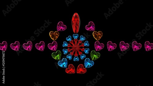 animated footage love red colorful crystal spinning moving full of energy and valentine love