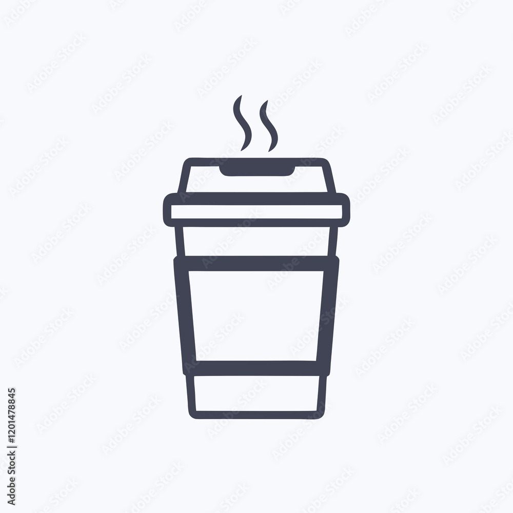 Minimalist Coffee Cup Icon with Steam Isolated on Transparent Background. Minimalist Coffee Cup Icon with Steam Isolated on Transparent Background.