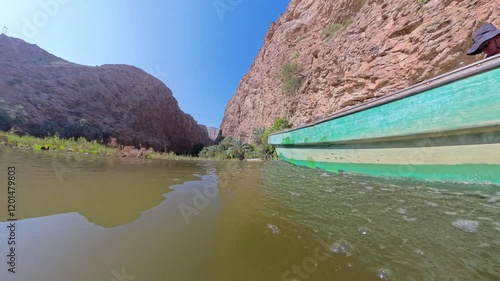 Motor boat  ride at Wadi oasis in Oman