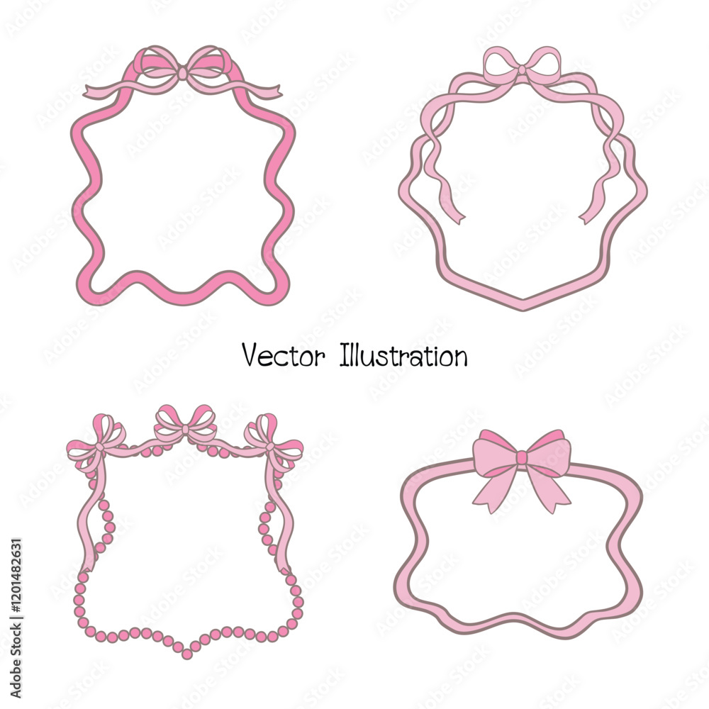 Whimsical Hand-Drawn Bows, Valentine's Day Vector Illustration Whimsical Hand-Drawn Bows, Valentine's Day Vector Illustration