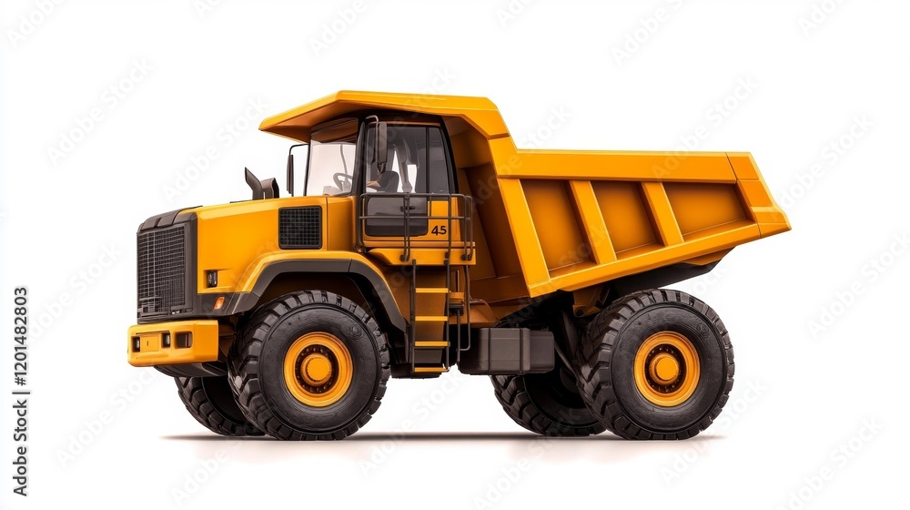 Dump Truck Isolated on White Background for Construction Transportation. Generative AI Dump Truck Isolated on White Background for Construction Transportation. Generative AI