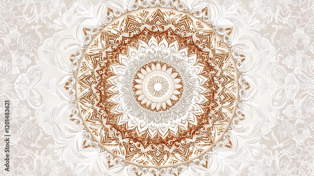 Intricate Mandala Design: A Symphony of Beige and Brown Hues Intricate Mandala Design: A Symphony of Beige and Brown Hues