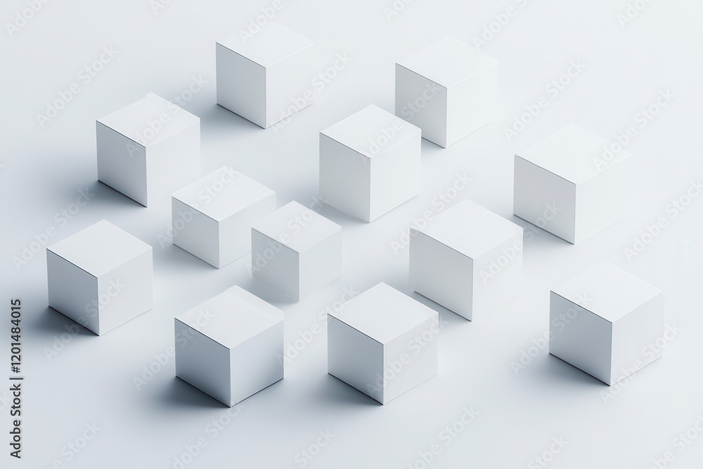 Abstract 3D Arrangement of White Gradient Cubes on a Soft Background, Perfect for Modern Art and Design Projects, Ideal for Creative Visual Concepts and Inspiration Abstract 3D Arrangement of White Gradient Cubes on a Soft Background, Perfect for Modern Art and Design Projects, Ideal for Creative Visual Concepts and Inspiration
