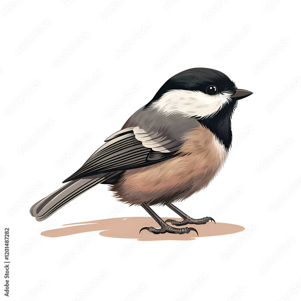 Fototapeta premium Black-capped Chickadee. A Detailed Look at this Charming Bird