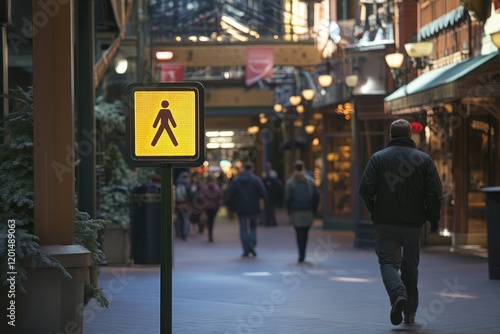Wallpaper Mural Pedestrian Crossing Sign in City Street Scene Torontodigital.ca