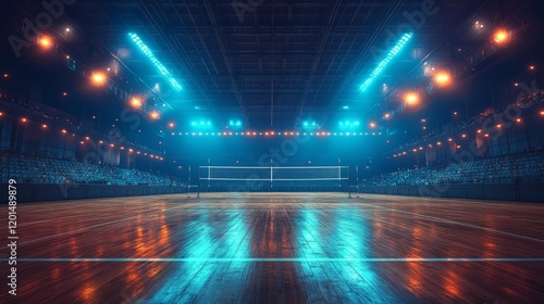 Professional Volleyball Court in a Stunning Stadium. Generative AI
