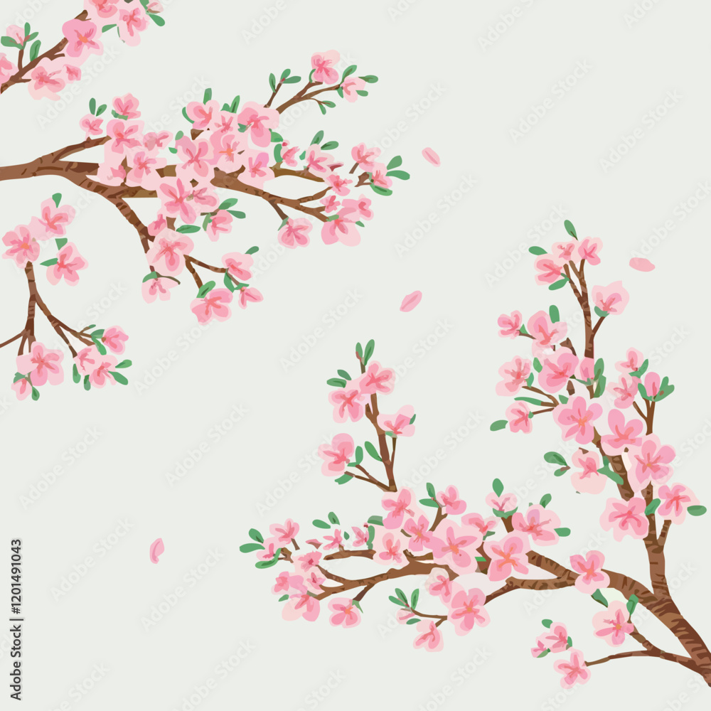 Elegant Tet Peach Blossom Illustration: A Symbol of Vietnamese New Year Elegant Tet Peach Blossom Illustration: A Symbol of Vietnamese New Year