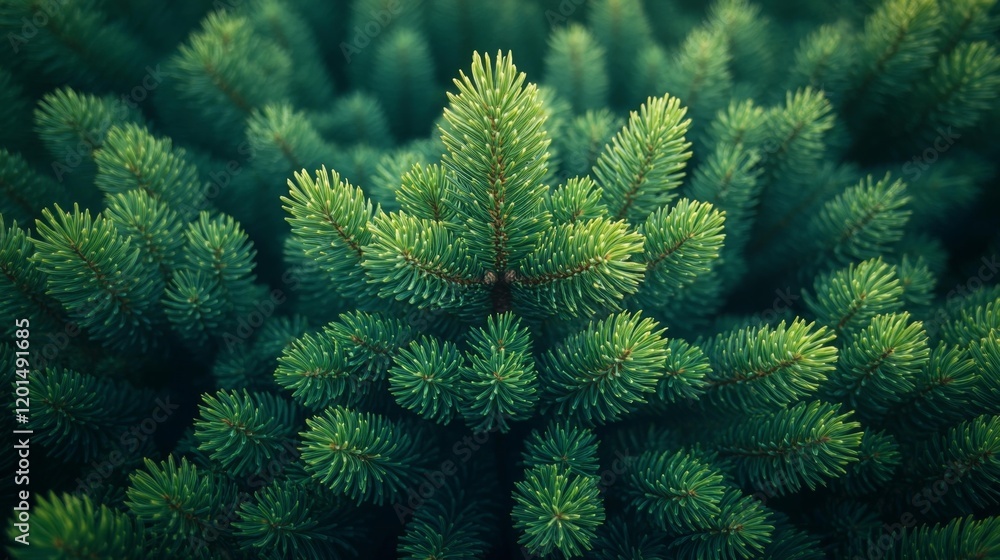 Close-up of a pine tree with lush green needles. Generative AI Close-up of a pine tree with lush green needles. Generative AI