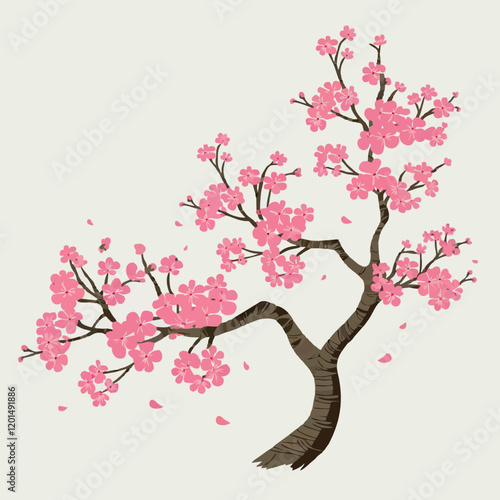 Elegant Tet Peach Blossom Illustration: A Symbol of Vietnamese New Year