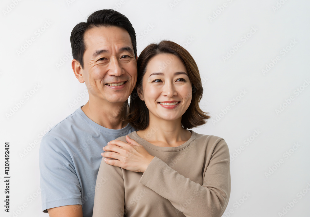 Happily married senior couple embracing each other and smiling with joy - isolated on white Happily married senior couple embracing each other and smiling with joy - isolated on white