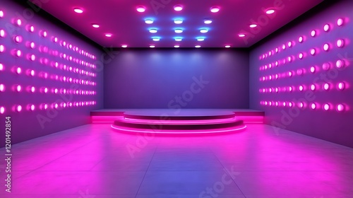 Wallpaper Mural Neon Lit Stage with Pink and Blue Lighting Torontodigital.ca