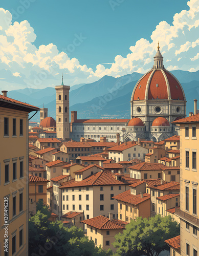 Wallpaper Mural Italy: Modern Poster Illustration Travel Print Decor Gift Paper Canvas Wall Retro Art Torontodigital.ca