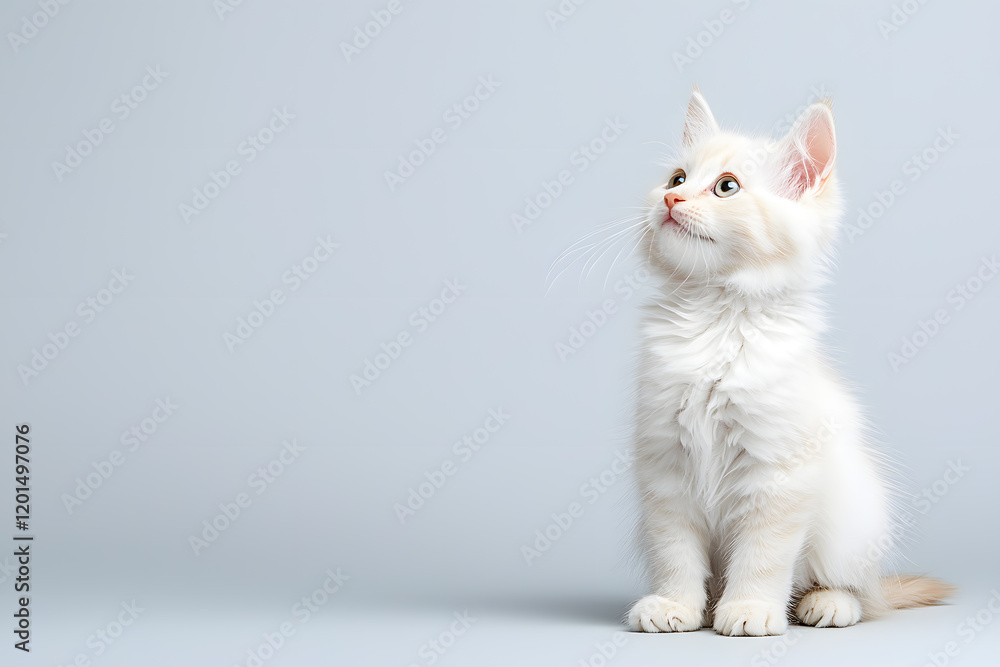 Cute fluffy white kitten isolated on background Cute fluffy white kitten isolated on background